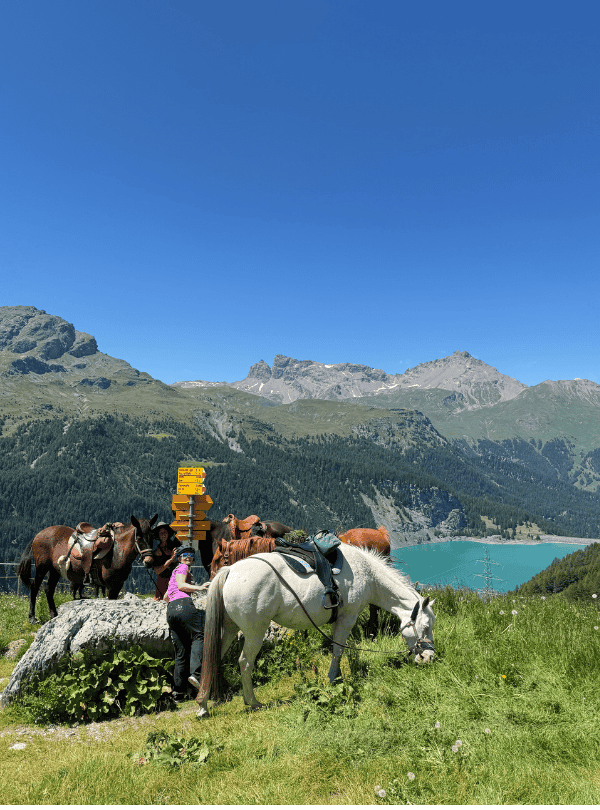 Reiter unterwegs in der Alpenwelt Alp Natons